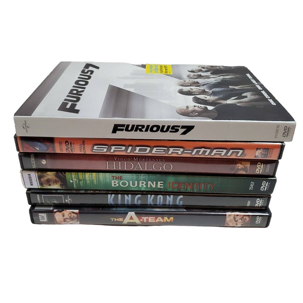 DVD Bundle Lot of 6 Movies Furious7 Hidalgo Spiderman King Kong A Team Bourne